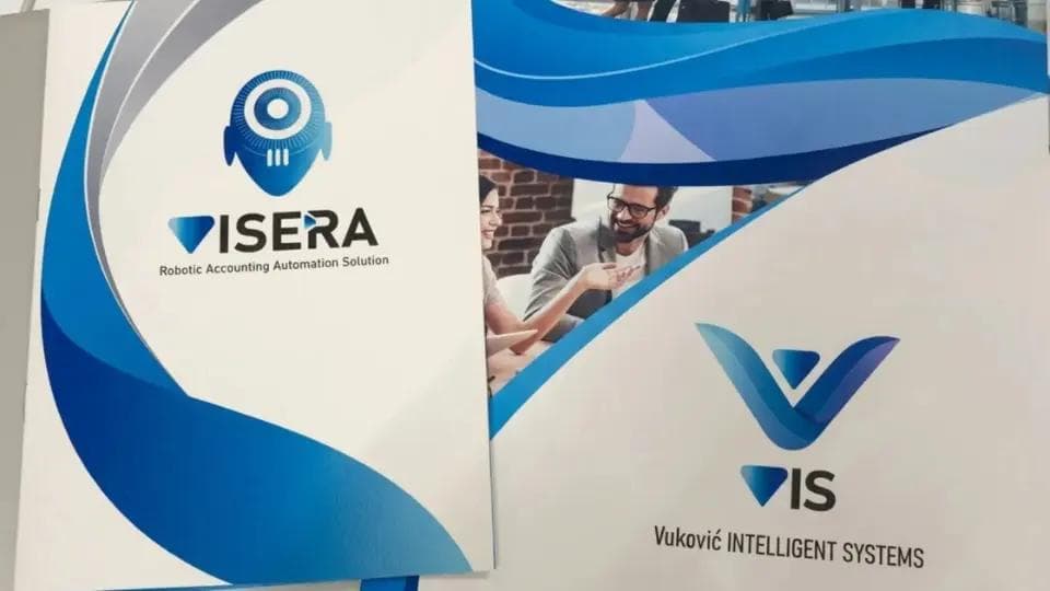 VIS and VISERA corporate promotional materials showcasing robotic process automation solutions.
