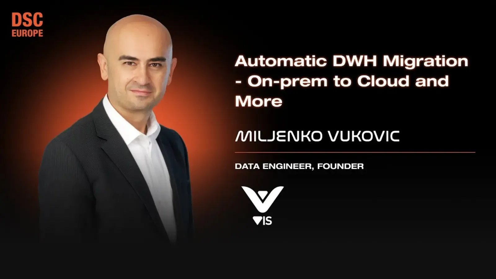 DSC Europe 2025 promo poster for Miljenko Vuković speaking session.