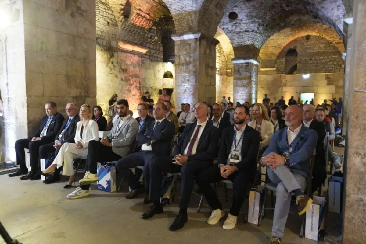 Audience at the Startup Europe Regatta 2024 opening in Diocletian's Palace cellars, Split.