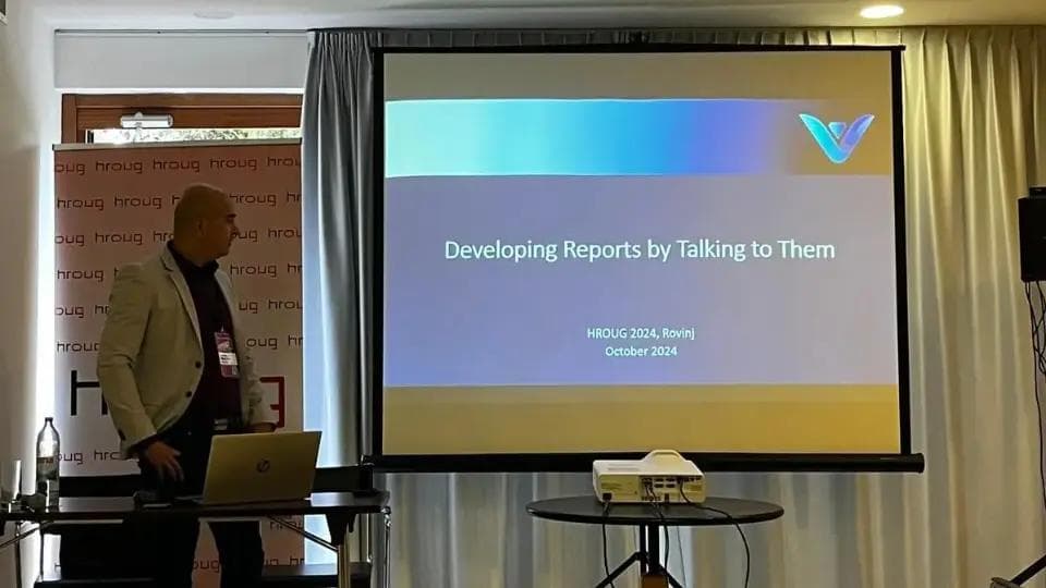 A business man presenting at a seminar.