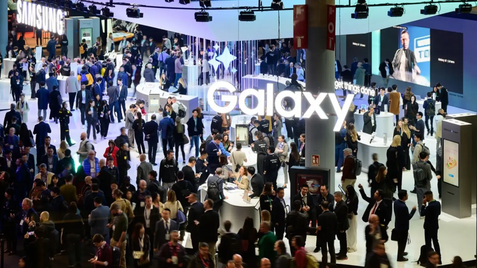 Galaxy stand showcased at Mobile World Congress 2024.