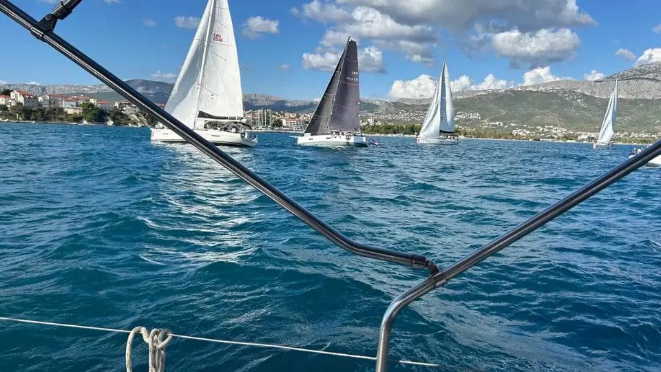 Sailboats racing on the water during the Startup Europe Regatta in Split.