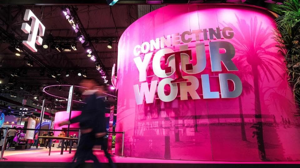 MWC Barcelona stand with text "Connecting your world".